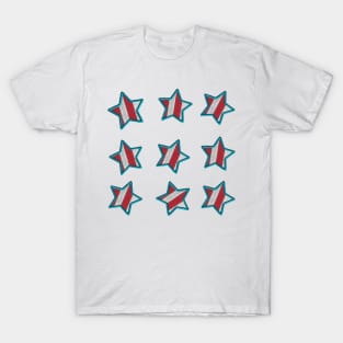 American Stars Embroidery Sticker T-Shirt